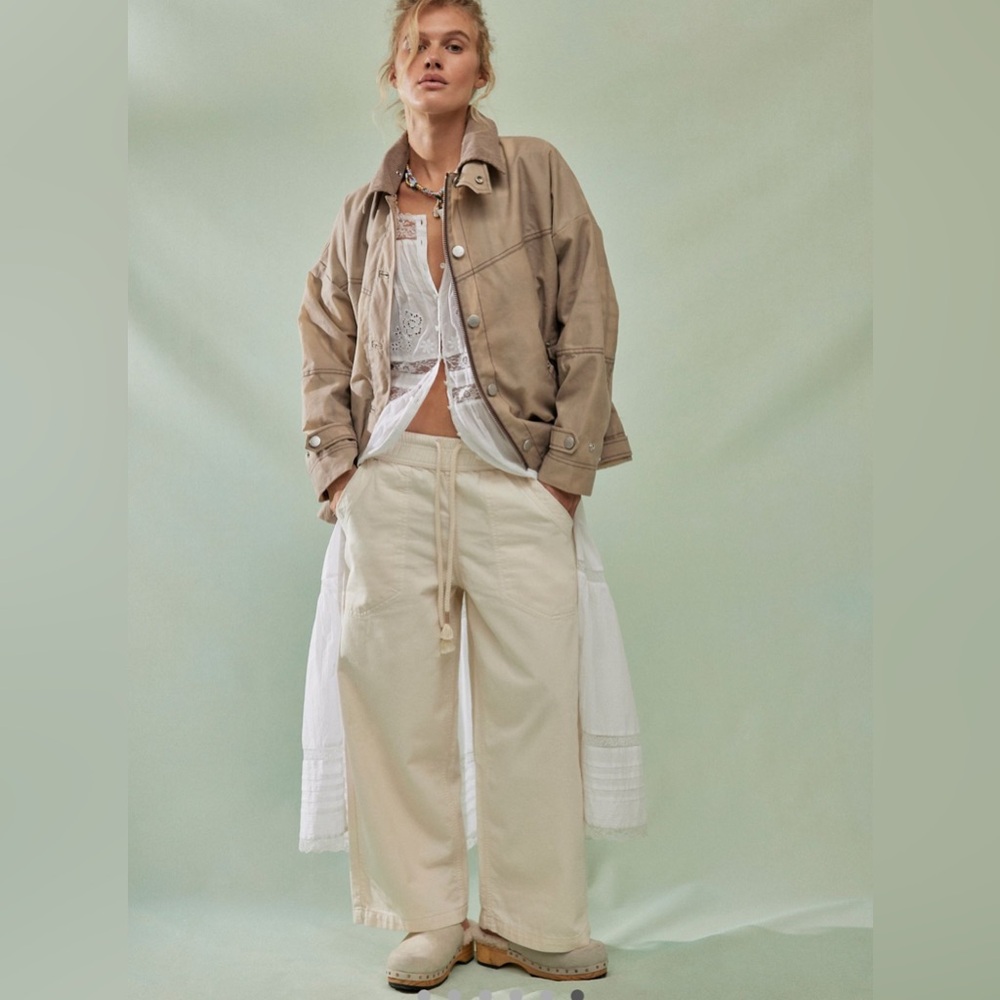 We The Free Easy Peasy Pants – Cream Pull-On Wide Leg Denim, Size XS NWT - Picture 4 of 4
